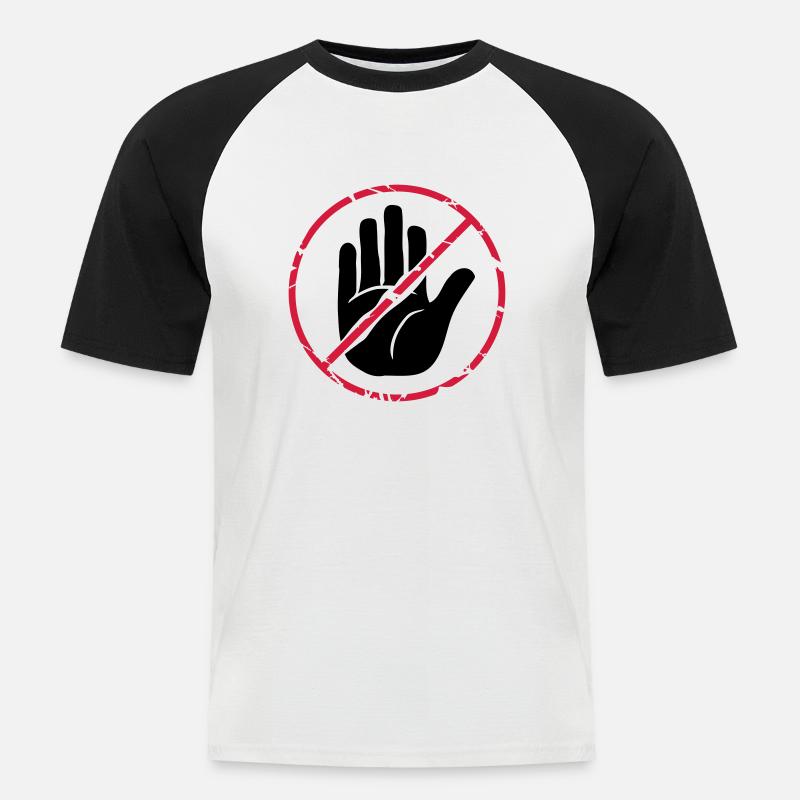 Stop Zeichen Hand durchgestrichen - Männer Baseball-T-Shirt - Weiß/Schwarz