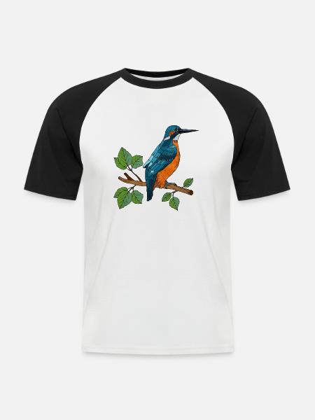 Bunter Vogel - Männer Baseball-T-Shirt - Weiß/Schwarz