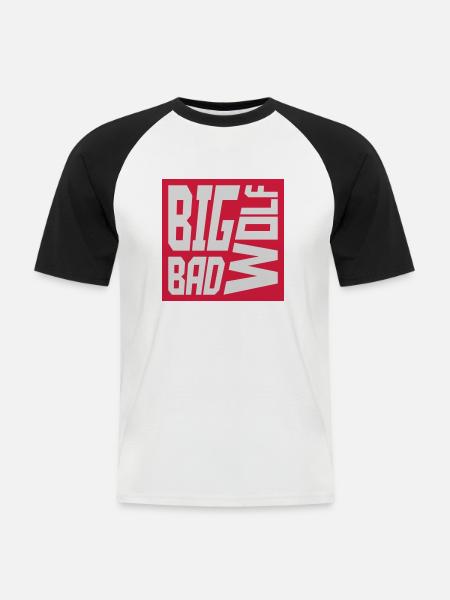 big bad wolf quote - Men's Baseball T-Shirt - white/black