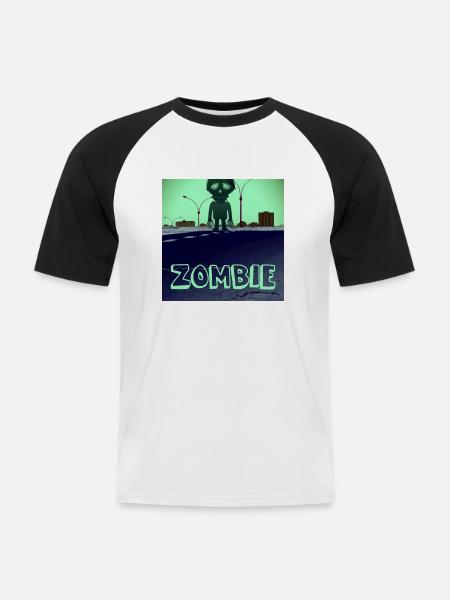 Surreales Zombiedesign - Männer Baseball-T-Shirt - Weiß/Schwarz