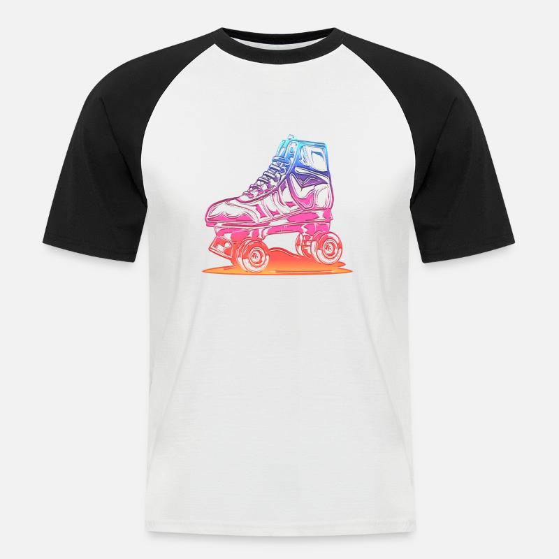 Rollerblades Rollerblade Skates Rollschuhe Retro - Männer Baseball-T-Shirt - Weiß/Schwarz