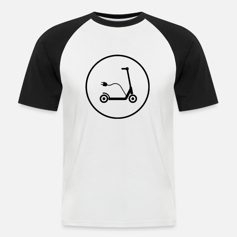 E-Scooter E-Roller Scooter - Männer Baseball-T-Shirt - Weiß/Schwarz
