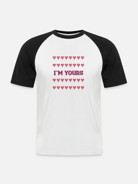 I‘M YOURS HEARTS - Männer Baseball-T-Shirt - Weiß/Schwarz