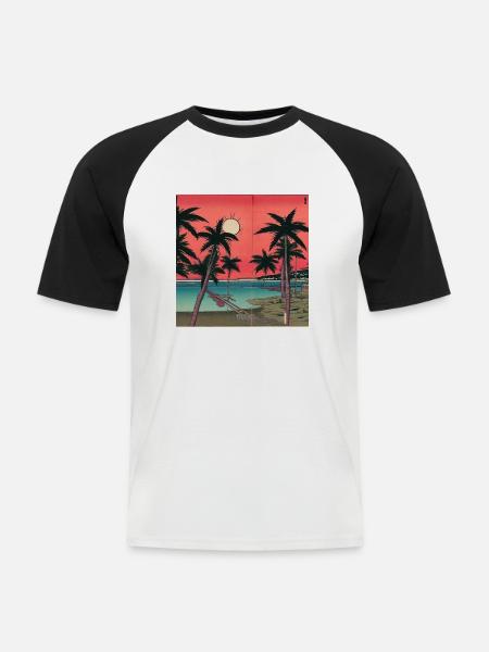 Japan Art Style - Männer Baseball-T-Shirt - Weiß/Schwarz