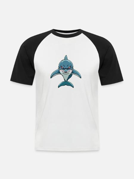 Krok der gefährliche Delfin - Männer Baseball-T-Shirt - Weiß/Schwarz