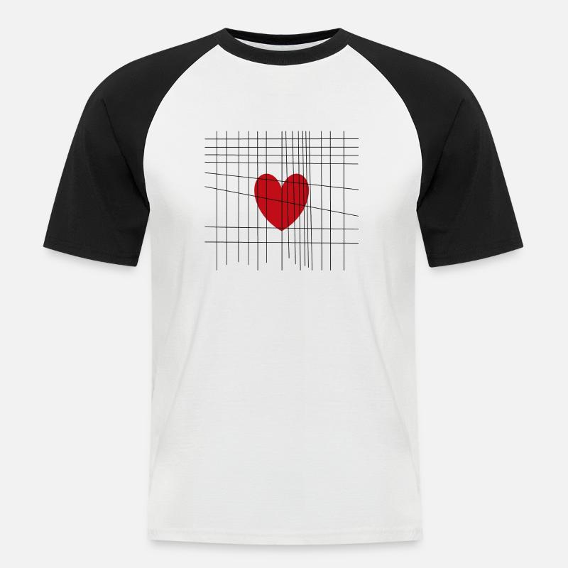 Herz hinter Gittern - Männer Baseball-T-Shirt - Weiß/Schwarz
