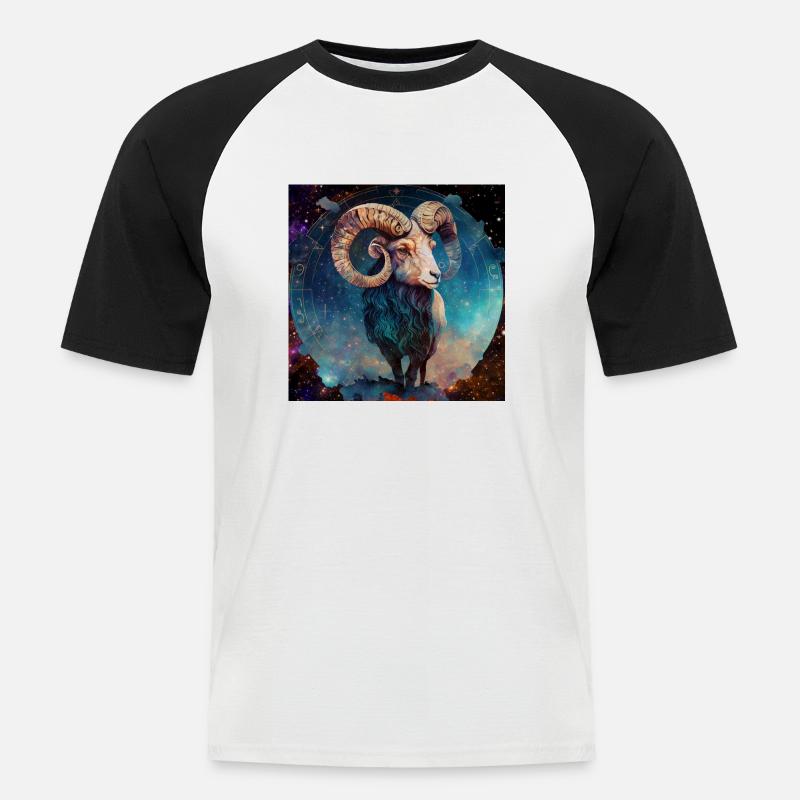 Sternzeichen Widder " Sternzeichen Widder" - Männer Baseball-T-Shirt - Weiß/Schwarz