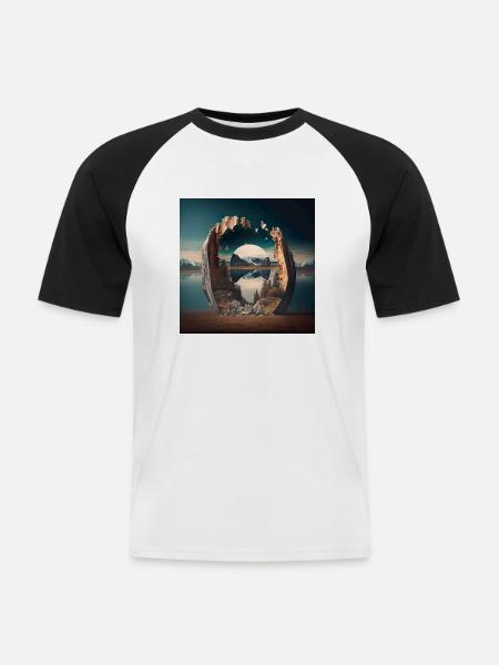 Landschaft der Welt n°6 - Männer Baseball-T-Shirt - Weiß/Schwarz
