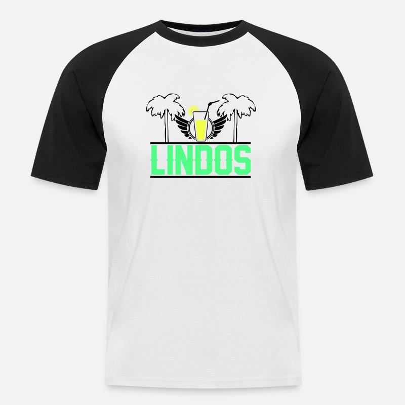 lindos - Männer Baseball-T-Shirt - Weiß/Schwarz