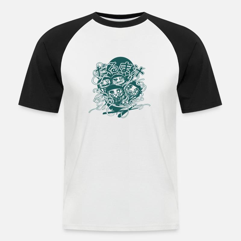 Daruma-Suppe (Schwarz-Weiß-Version) - Männer Baseball-T-Shirt - Weiß/Schwarz