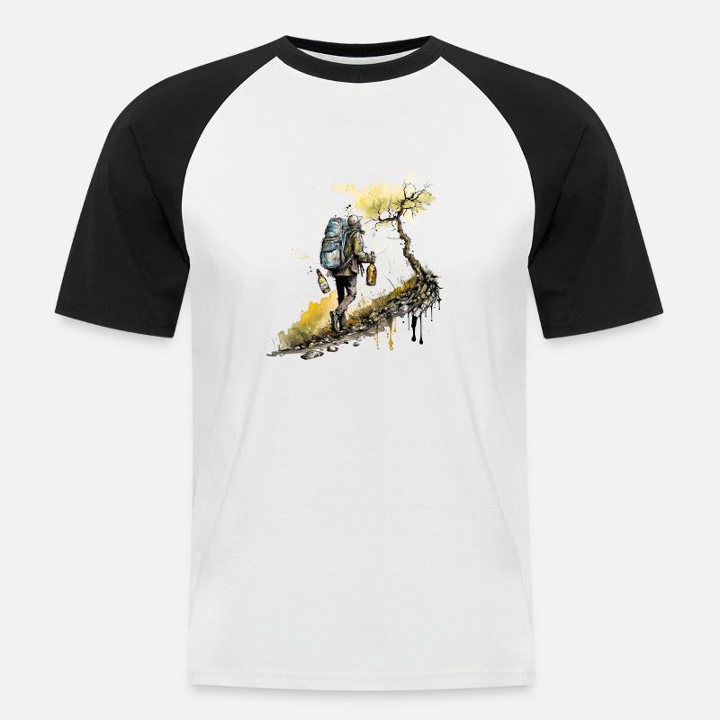 Escursione della birra in montagna - Maglia da baseball a manica corta da uomo - bianco/nero