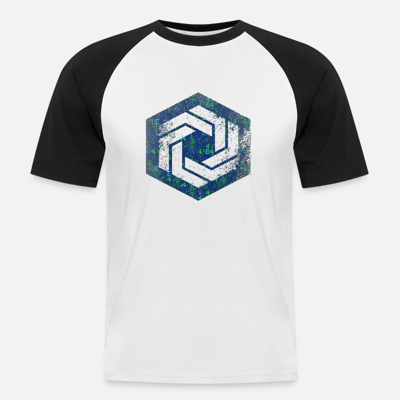 hexagon programming programmer coding geometric - Men's Baseball T-Shirt - white/black