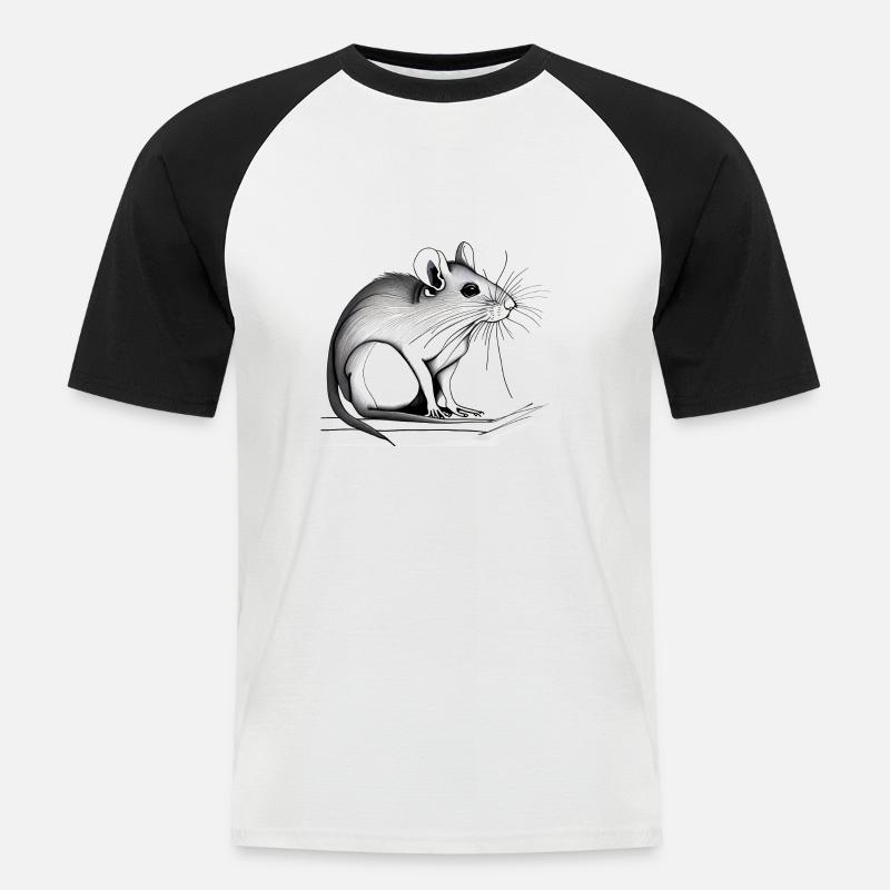 Ratte - Männer Baseball-T-Shirt - Weiß/Schwarz