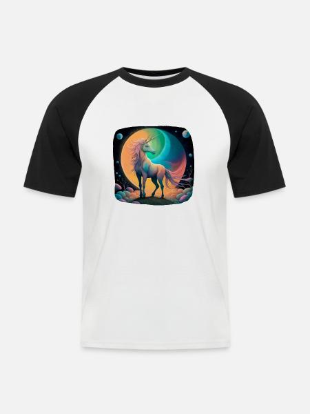 Fantasie Einhorn mystisch - Männer Baseball-T-Shirt - Weiß/Schwarz