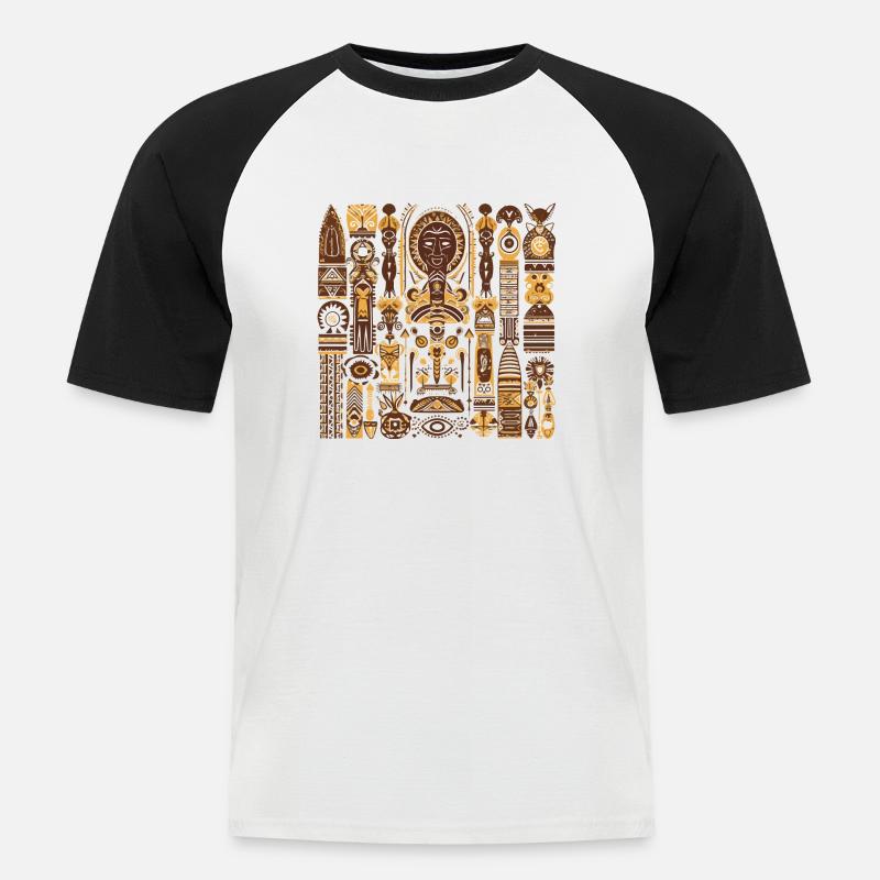 Afrikanische Folklore - Männer Baseball-T-Shirt - Weiß/Schwarz
