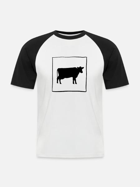 Kuh 1 - Männer Baseball-T-Shirt - Weiß/Schwarz