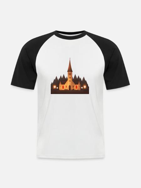Chapel in village - Men's Baseball T-Shirt - white/black