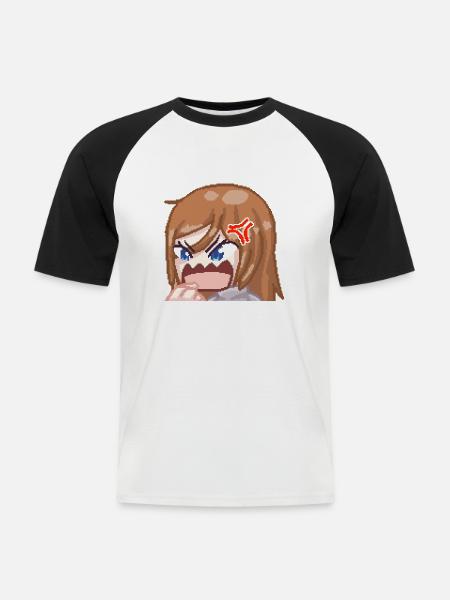 Pillowg1rl Emote Rage - Männer Baseball-T-Shirt - Weiß/Schwarz