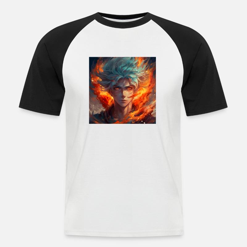 Fire Guy - Männer Baseball-T-Shirt - Weiß/Schwarz