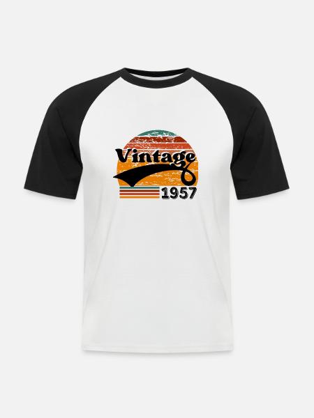 Jahrgang 1957 - Männer Baseball-T-Shirt - Weiß/Schwarz