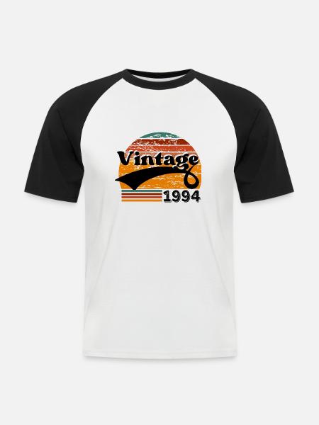 Jahrgang 1994 - Männer Baseball-T-Shirt - Weiß/Schwarz