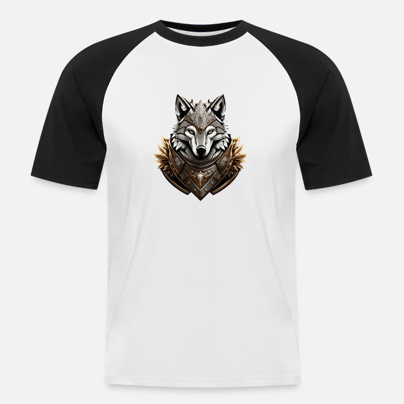 Wolf 4 von Pr3vise - Männer Baseball-T-Shirt - Weiß/Schwarz