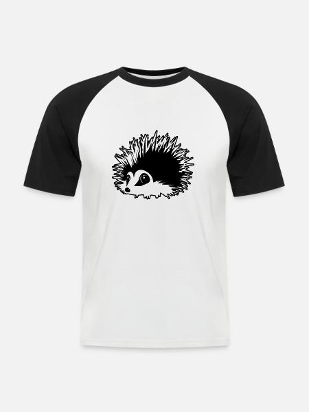 Igel Wald Stachelig Tier - Männer Baseball-T-Shirt - Weiß/Schwarz