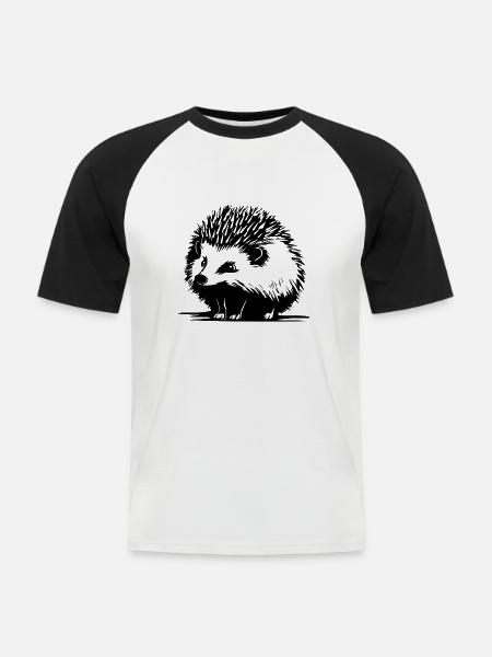 Igel Wald Stachelig Tier - Männer Baseball-T-Shirt - Weiß/Schwarz