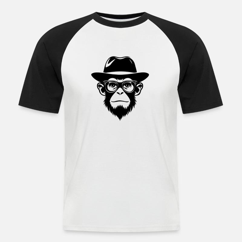 Monkey Monkey Monkey Face Jungle - Men's Baseball T-Shirt - white/black