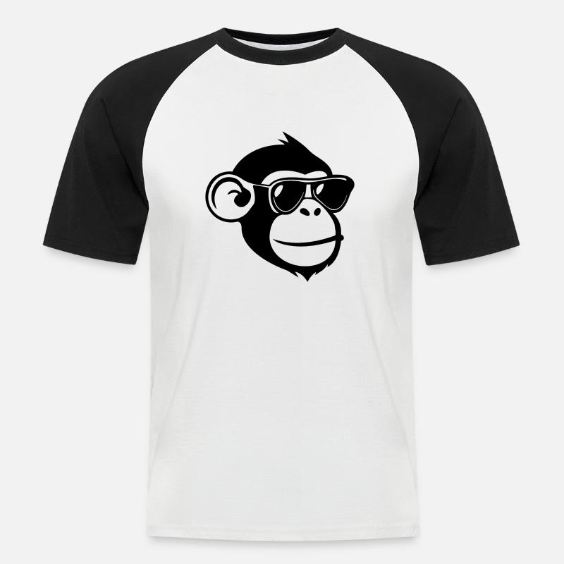 Monkey Monkey Monkey Face Jungle - Men's Baseball T-Shirt - white/black