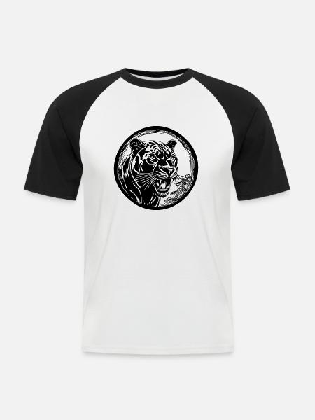 Panther Raubtier Dschungel Wildkatze - Männer Baseball-T-Shirt - Weiß/Schwarz