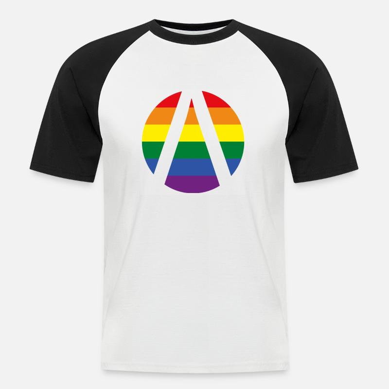 Lambda Logo CSD - Männer Baseball-T-Shirt - Weiß/Schwarz