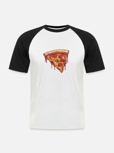 Pizza Passion: Köstliches Stück! - Männer Baseball-T-Shirt - Weiß/Schwarz