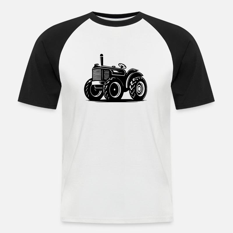 Traktor - Männer Baseball-T-Shirt - Weiß/Schwarz