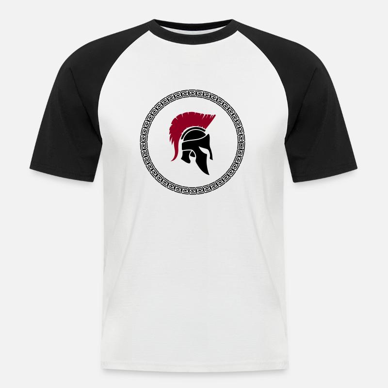 Spartani - Maglia da baseball a manica corta da uomo - bianco/nero