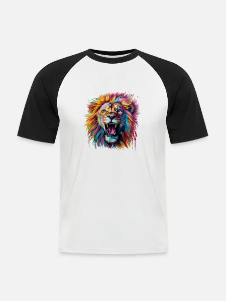 bunte Mähne - Männer Baseball-T-Shirt - Weiß/Schwarz