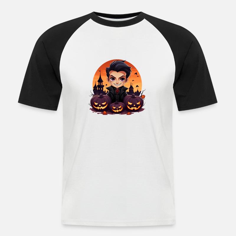 Anime Dracula Halloween - Männer Baseball-T-Shirt - Weiß/Schwarz