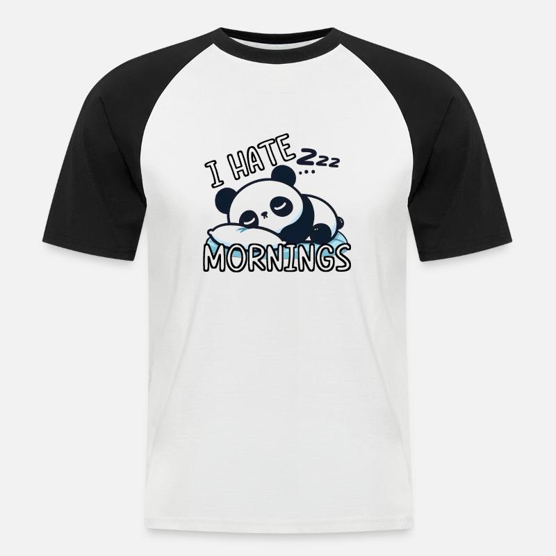 I HATE MORNINGS - Männer Baseball-T-Shirt - Weiß/Schwarz