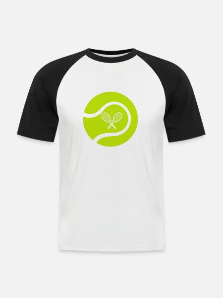 Tennisschläger - Männer Baseball-T-Shirt - Weiß/Schwarz