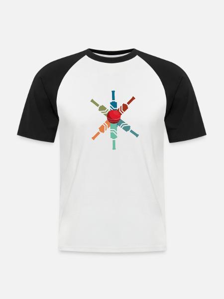 Bunter Cricketschläger - Cricket Geschenkidee - Männer Baseball-T-Shirt - Weiß/Schwarz