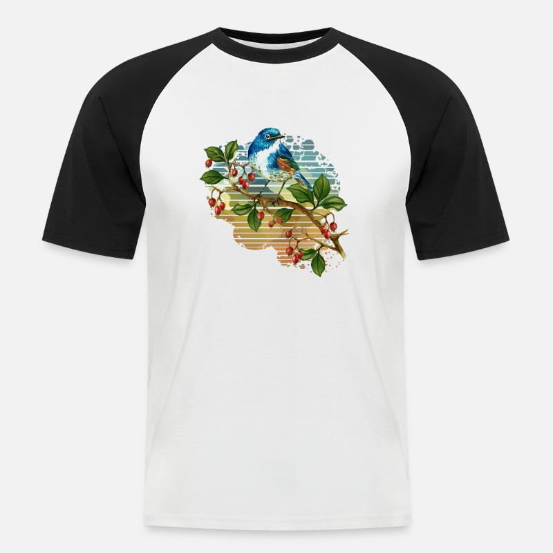 Bunter Vogel - Männer Baseball-T-Shirt - Weiß/Schwarz