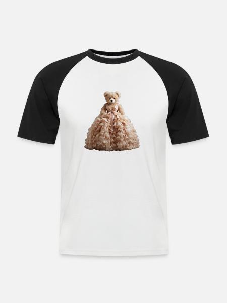 Teddybär im Brautkleid - Männer Baseball-T-Shirt - Weiß/Schwarz