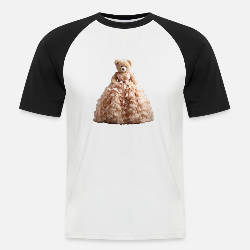 Teddybär im Brautkleid - Männer Baseball-T-Shirt - Weiß/Schwarz