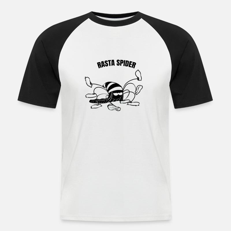 Beth die Spinne - Rasta-Spinne (Textversion) - Männer Baseball-T-Shirt - Weiß/Schwarz