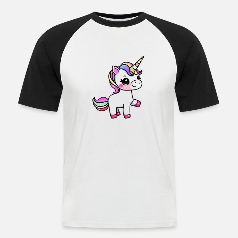 Einhorn Fabeltier Mädchen Einhörner - Männer Baseball-T-Shirt - Weiß/Schwarz