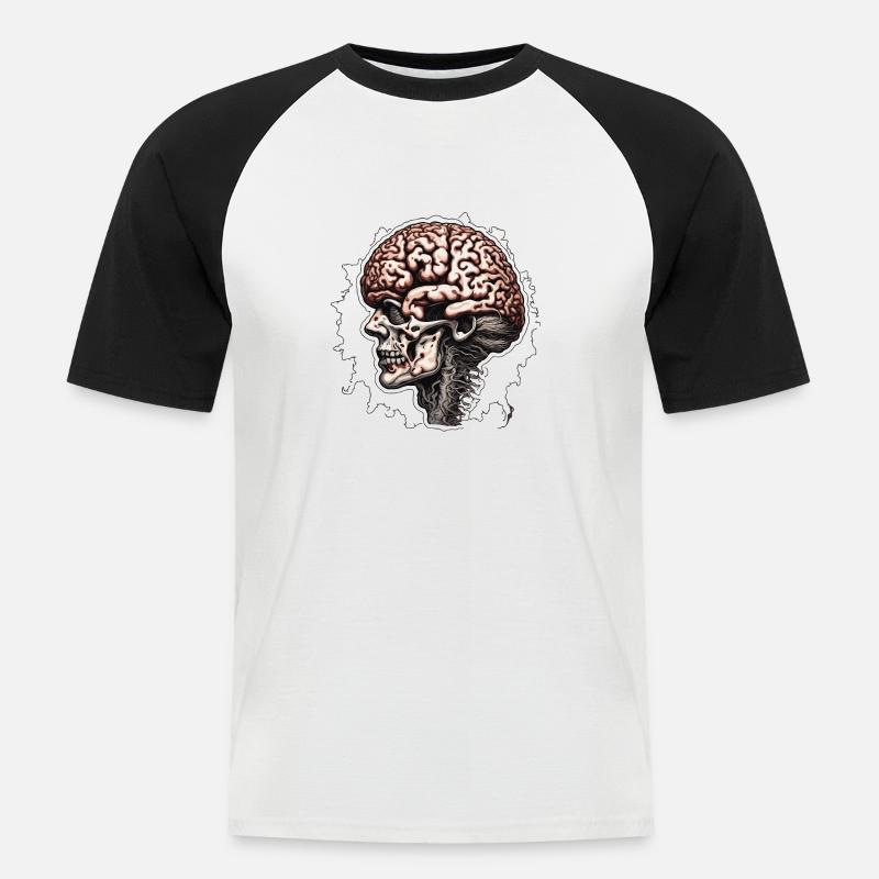 Brain / Knowledge / Intelligence / Clever / Thinking - Men's Baseball T-Shirt - white/black