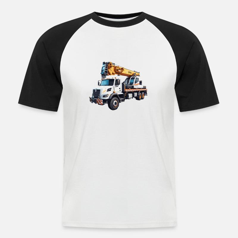 Kran / Baustelle / Seilwinde / Kransystem - Männer Baseball-T-Shirt - Weiß/Schwarz