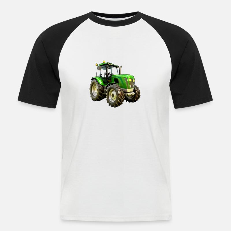 Moderner Traktor Trecker - Männer Baseball-T-Shirt - Weiß/Schwarz