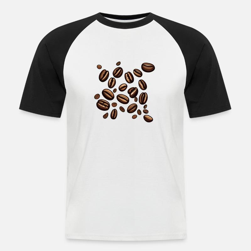 Kaffeebohnen Kaffee - Männer Baseball-T-Shirt - Weiß/Schwarz