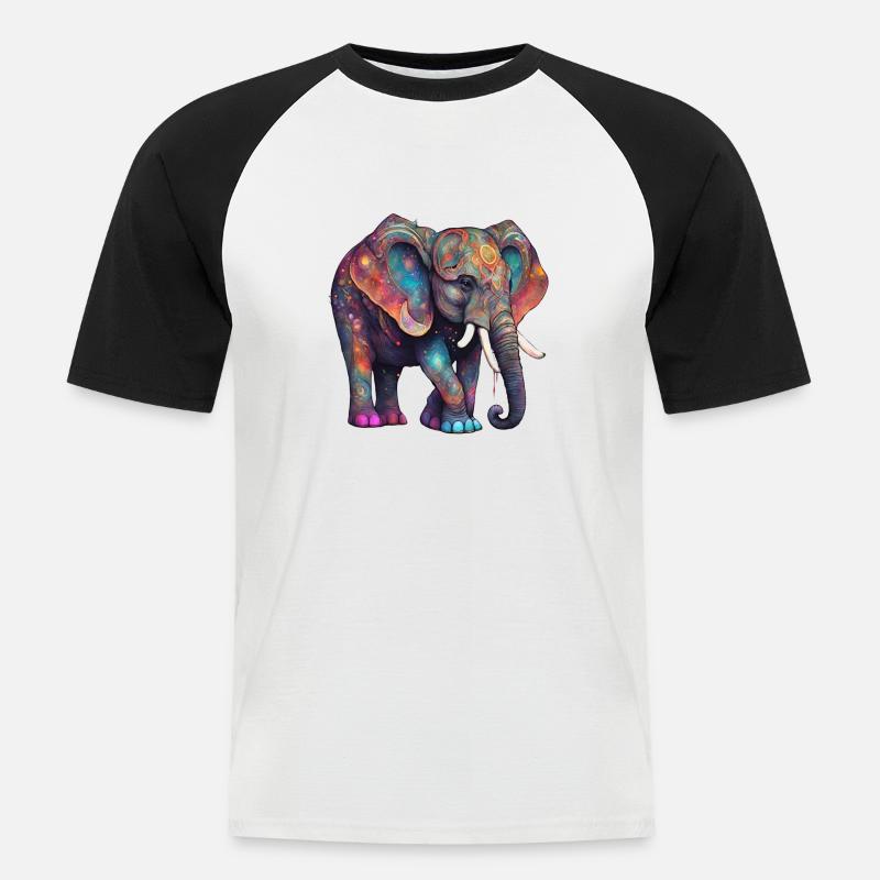 magic elephant - Männer Baseball-T-Shirt - Weiß/Schwarz